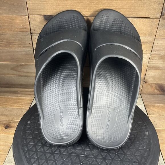 Oofos OOahh Mens Sz 10 Womens Sz 12 Sport Flex Slide Recovery Sandals Black - Picture 6 of 11